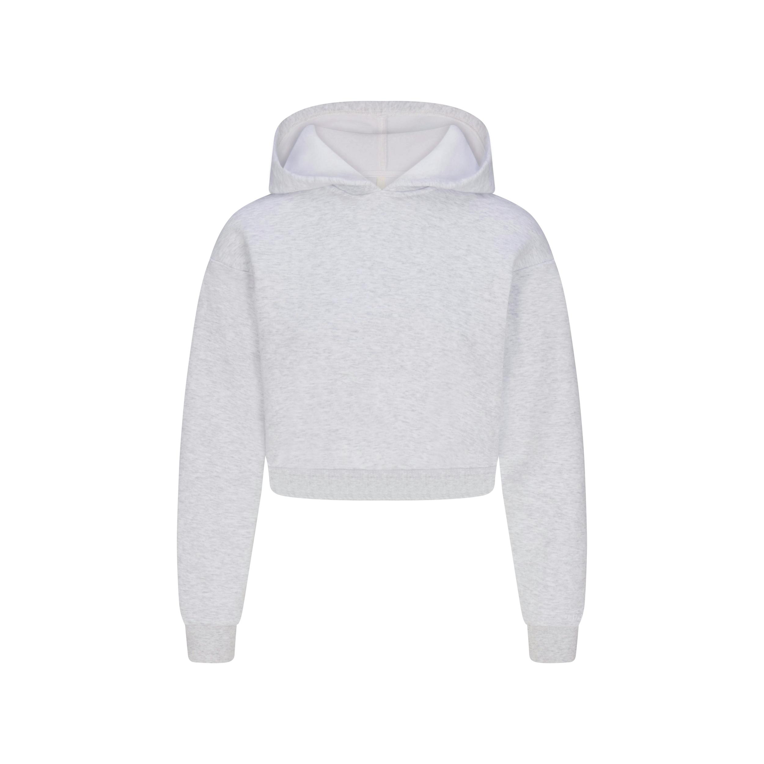 COTTON FLEECE SHRUNKEN HOODIE | LIGHT HEATHER GREY Product Image