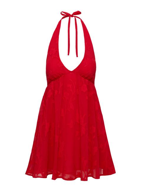 Moriah Halter Mini Dress Red Product Image