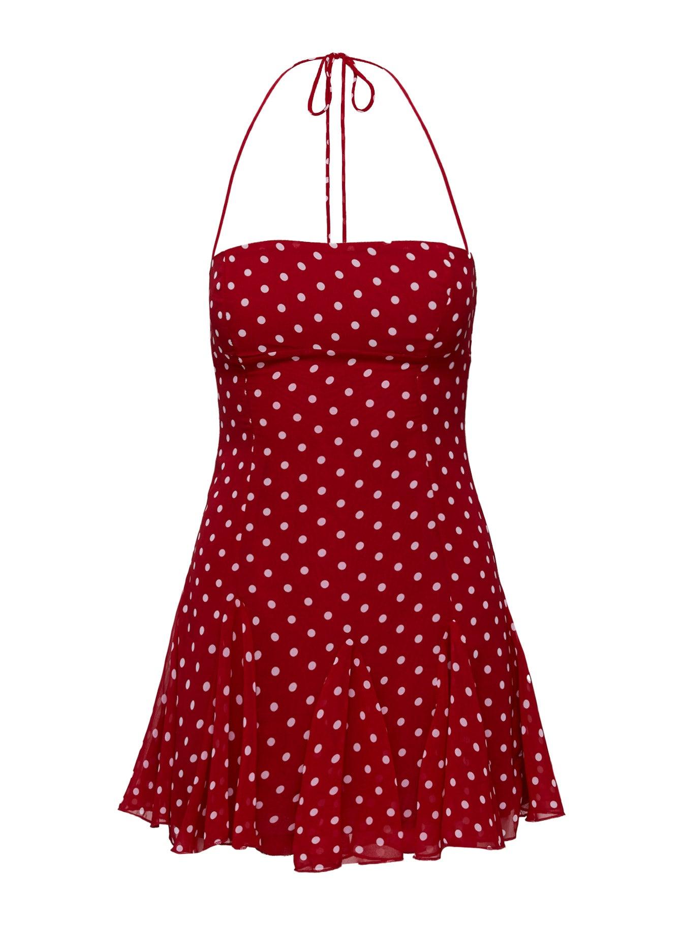 Delamere Mini Dress Red Polka Product Image