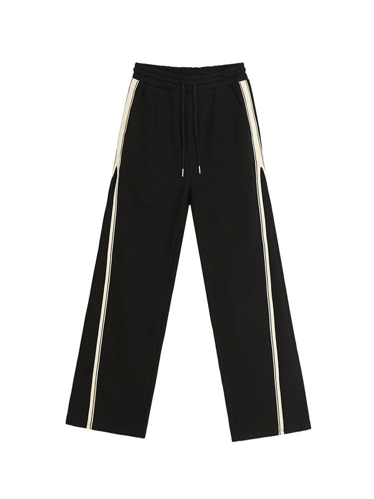 RT No. 11424 BLACK SIDE STRIPED STRAIGHT PANTS Product Image