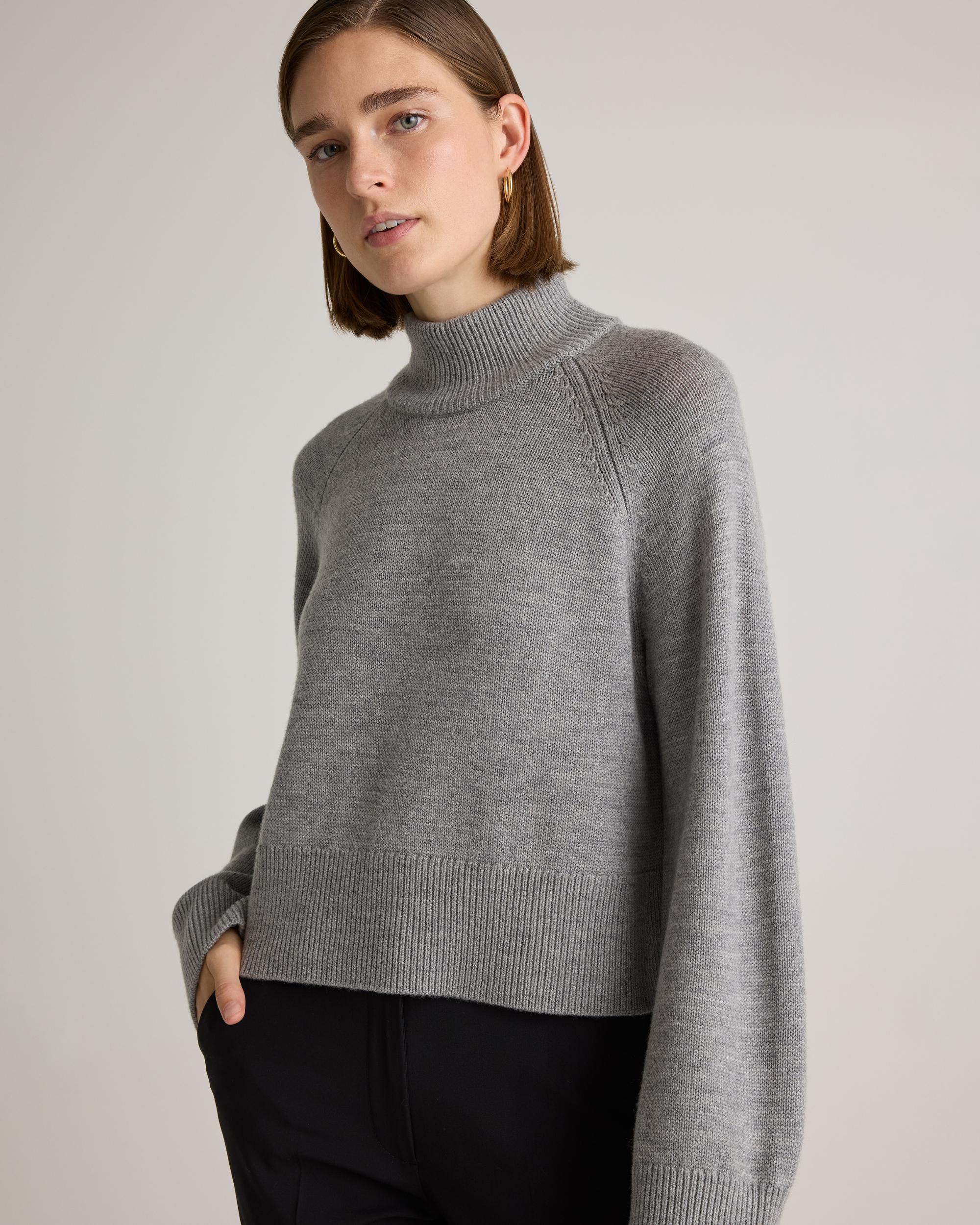 Quince | Women's Australian Merino Wool Cropped Mock Neck Sweater Product Image