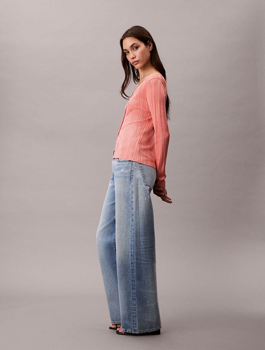 Shiny Viscose Ribbed Cardigan Product Image