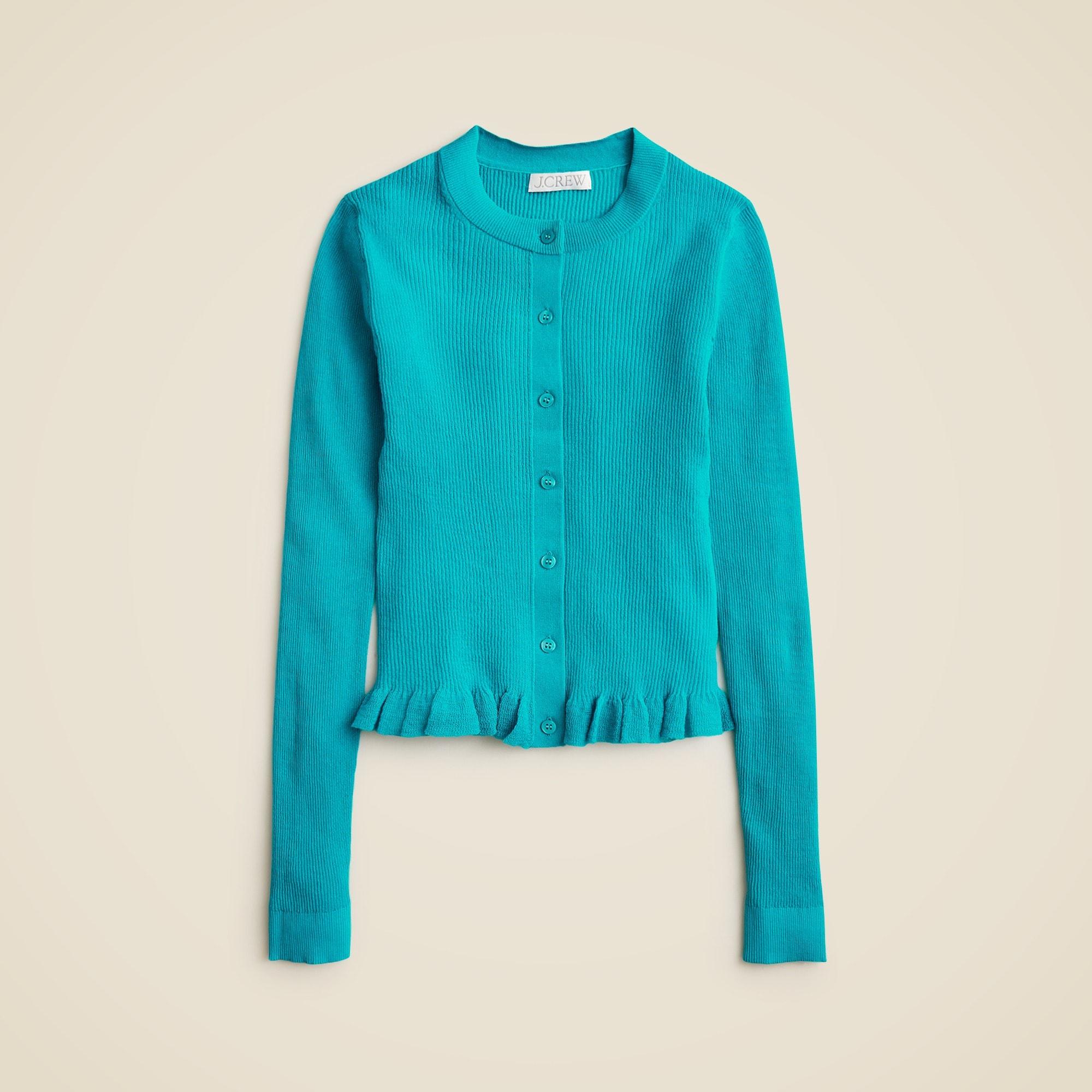 Ruffle-trim cotton gauze cardigan Product Image