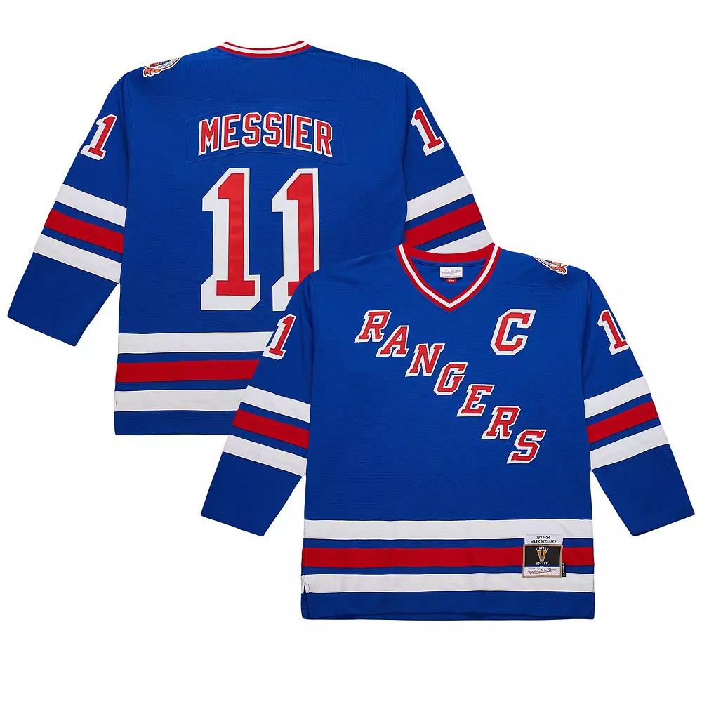 Men's Mitchell & Ness Mark Messier Blue New York Rangers Big & Tall 1993/94 Blue Line 2.0 Jersey,  Product Image