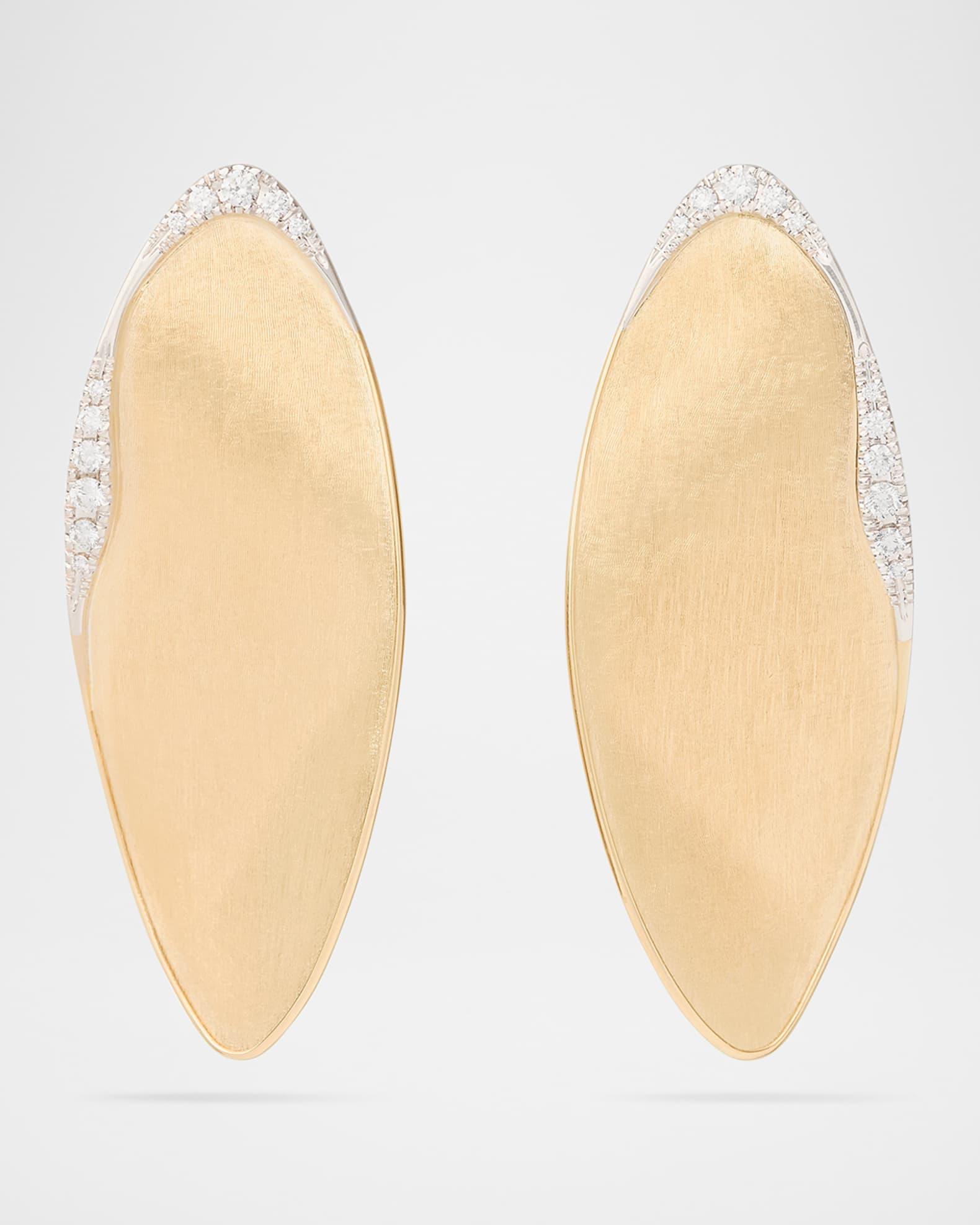 18K Gold Lunaria Large Stud Earrings with Diamonds Product Image