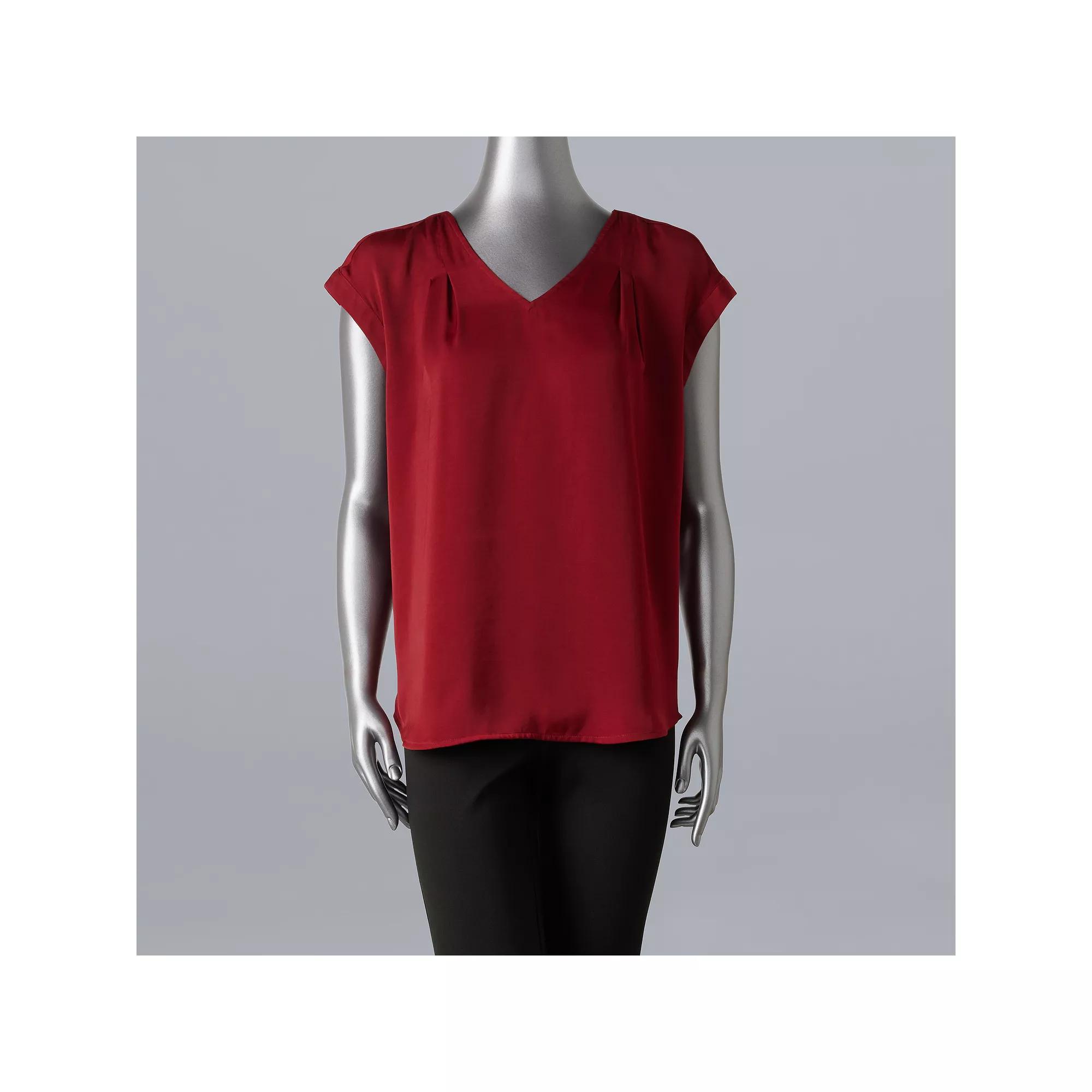 Women's Simply Vera Vera Wang V-Neck Top, Size: Small, Opulent Red Product Image