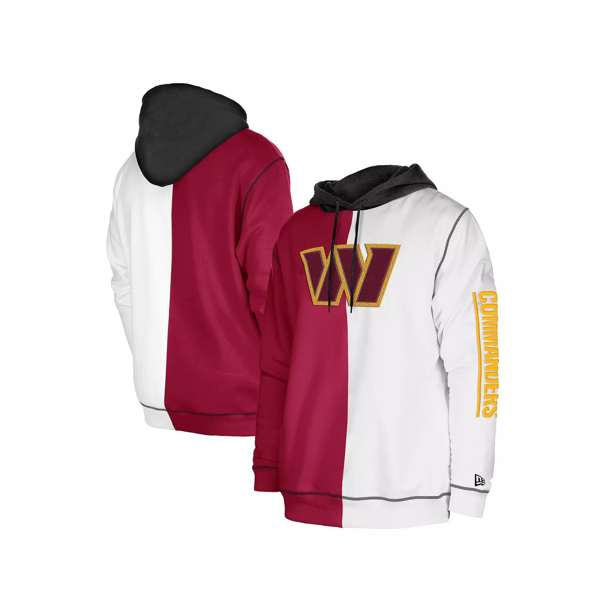Men's New Era Burgundy/White Washington Commanders Third Down Split Raglan Pullover Hoodie, Size: Large, Wft Med Re Product Image