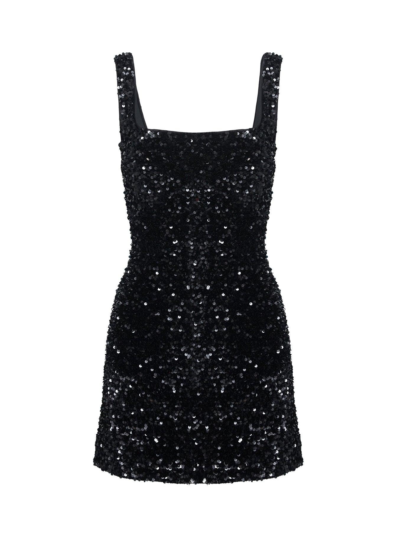 Miss Me Sequin Mini Dress Black Product Image