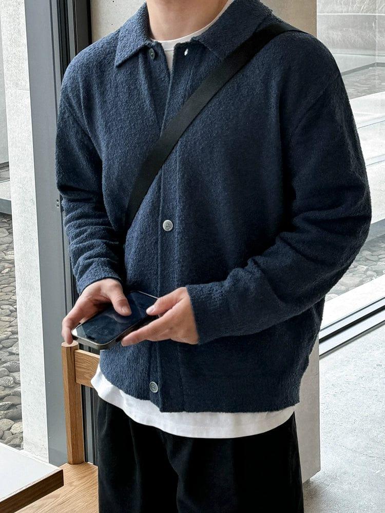 RT No. 11528 KNIT BUTTON-UP POLO SWEATER Product Image