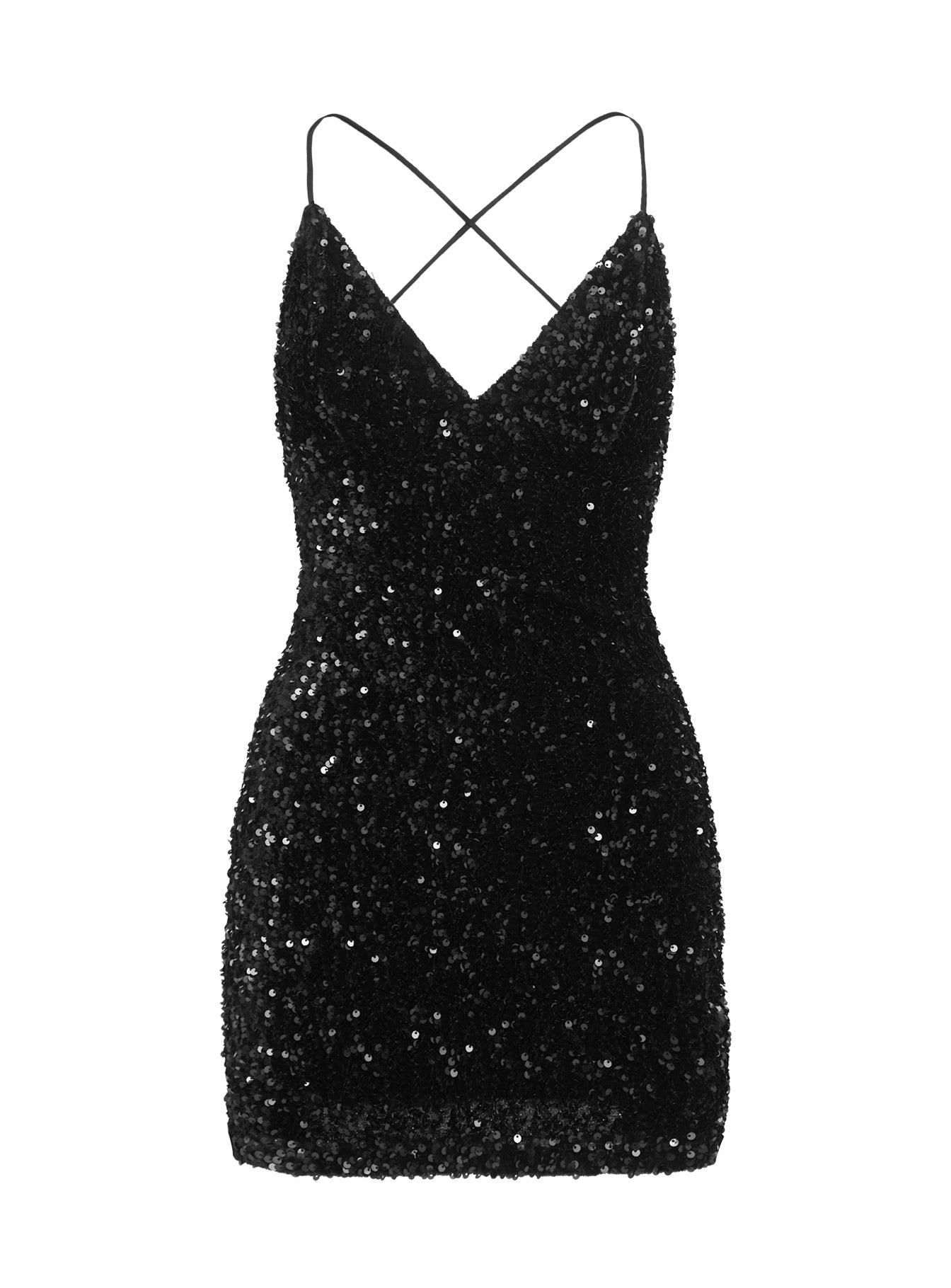 Charlette Sparkle Mini Dress Black Product Image