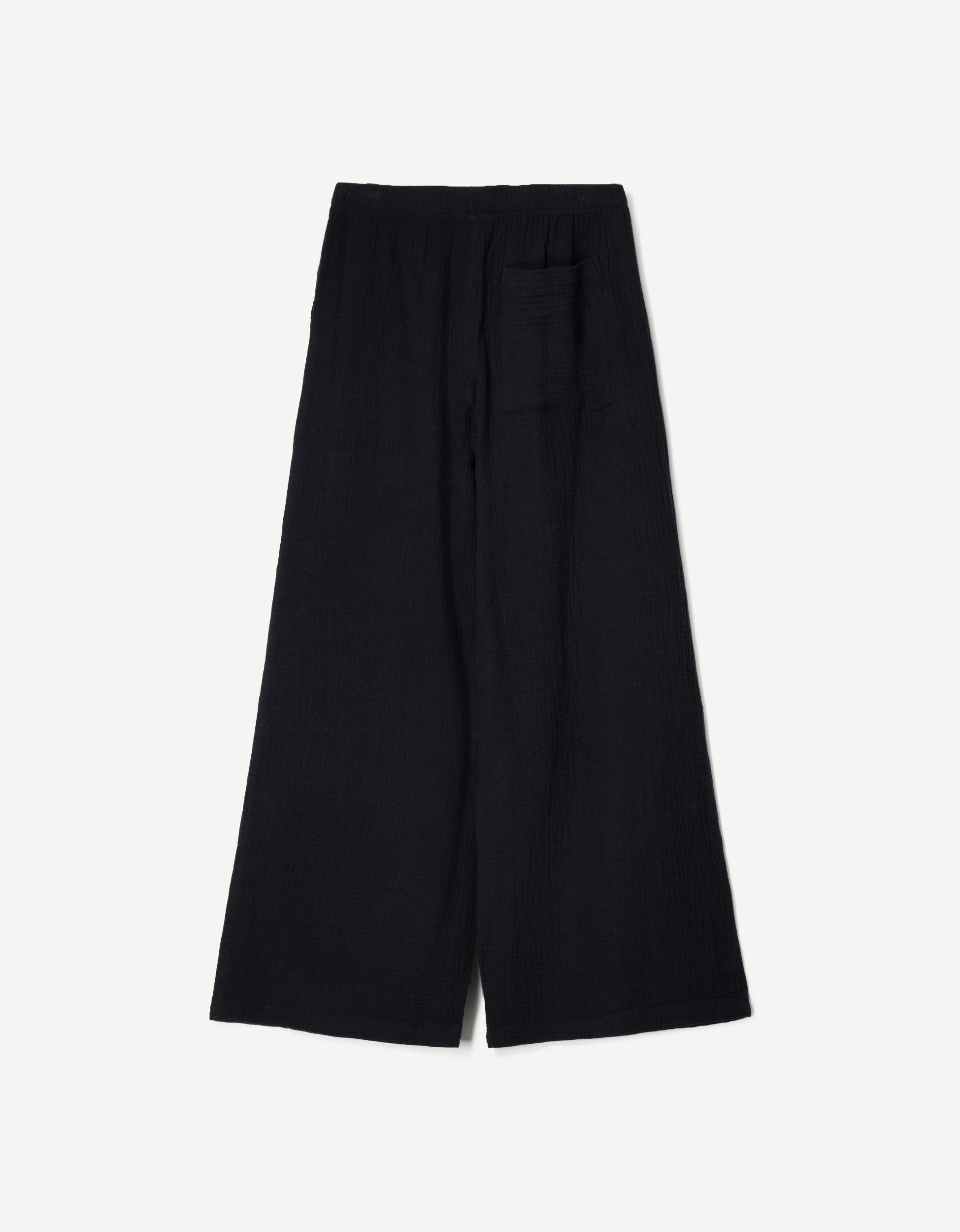 Wide-leg rustic double cloth pants Product Image