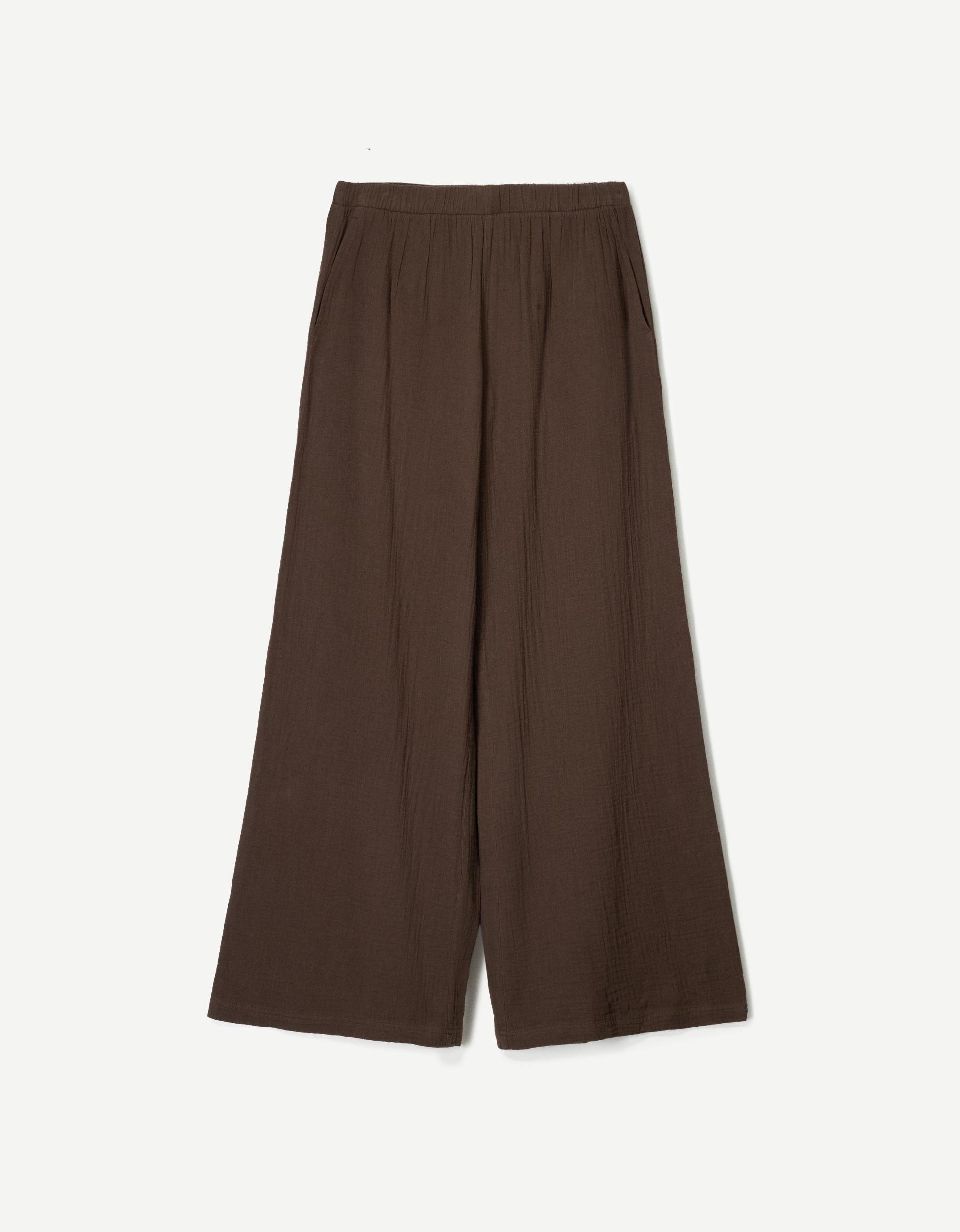 Wide-leg rustic double cloth pants Product Image
