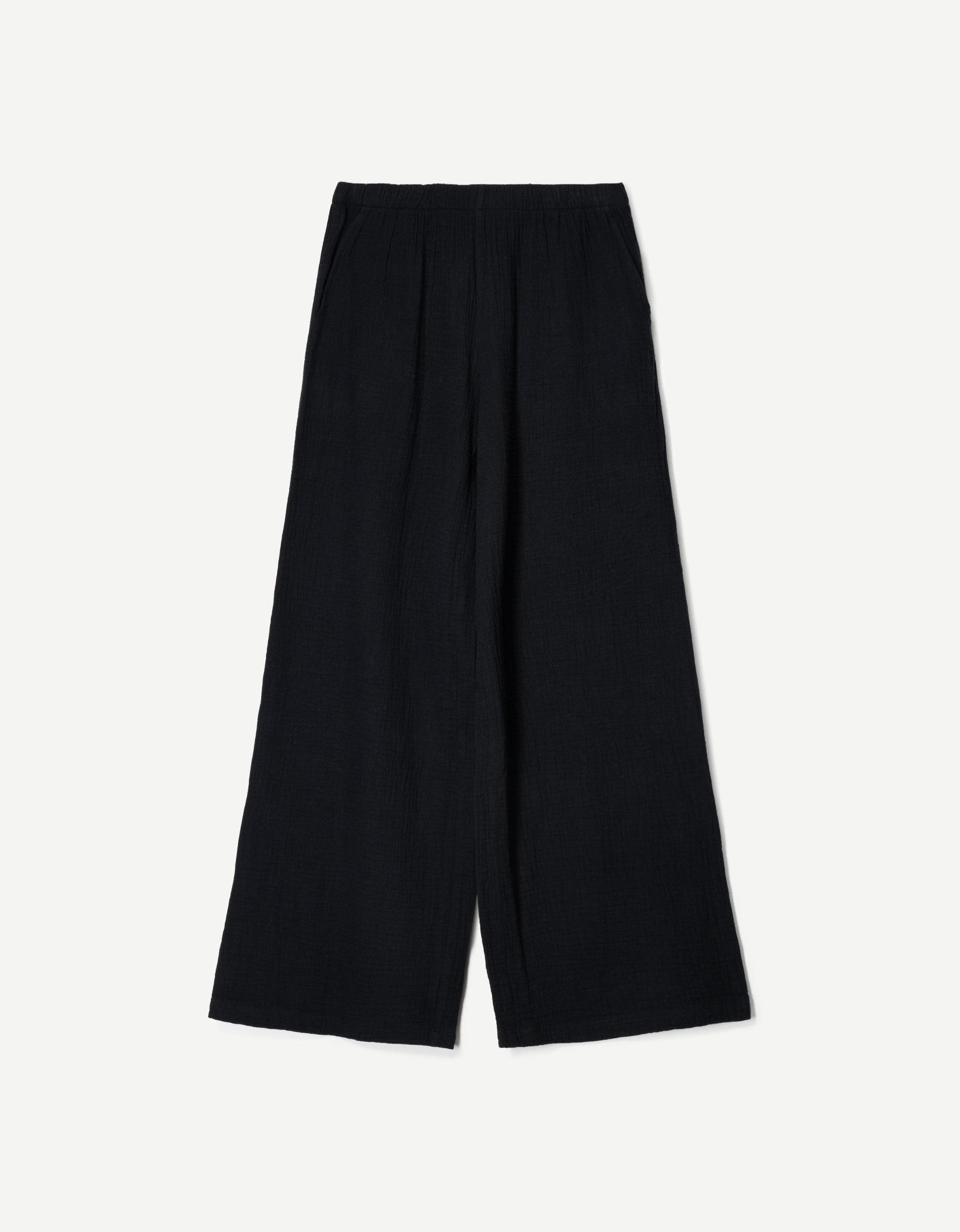 Wide-leg rustic double cloth pants Product Image