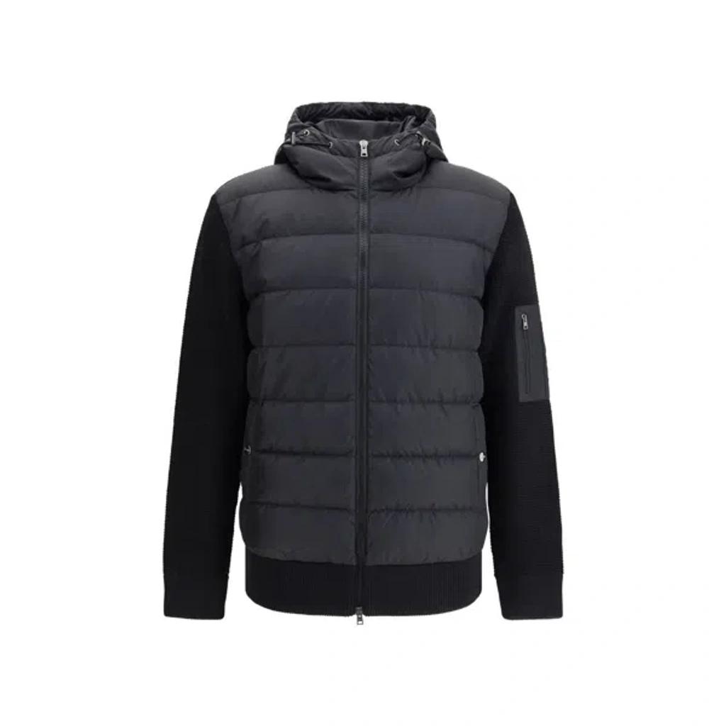 HERNO Padded Bomber Jacket With Wool Sleeves Clothing In Black Product Image