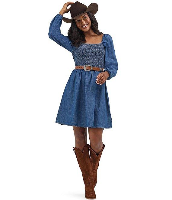 Wrangler® Long Sleeve Denim Mini Dress Product Image