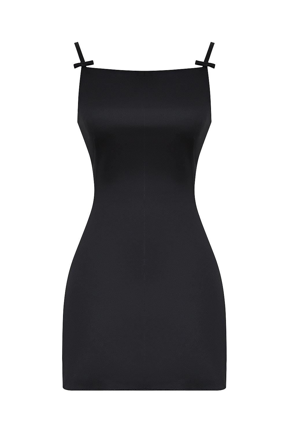 Dainty  black square neck a-line mini dress - sale Product Image