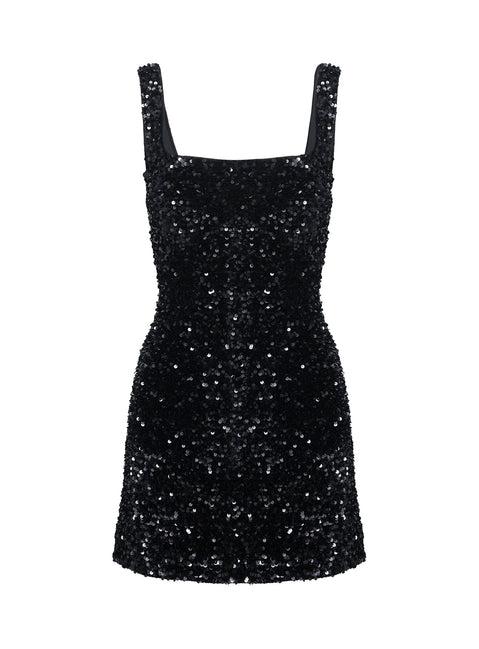 Miss Me Sequin Mini Dress Black Product Image