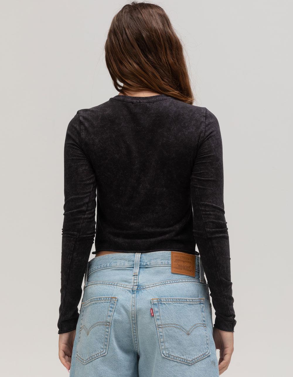 NOISY MAY Katinka Washed Womens Long Sleeve Top - BLACK Product Image