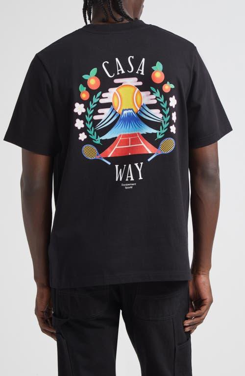 CASABLANCA Mens Casa Way Mountain Brand-print Cotton-jersey T-shirt In Black Product Image