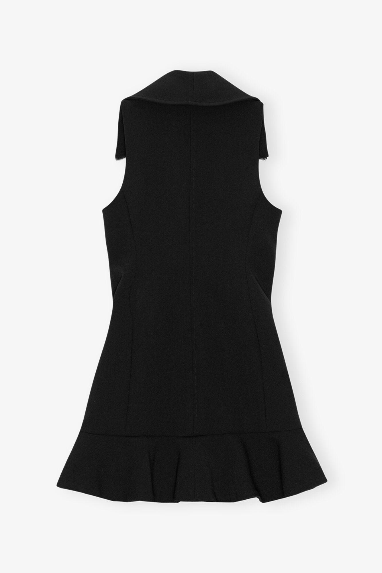 Black Bonded Crepe Mini Dress Product Image
