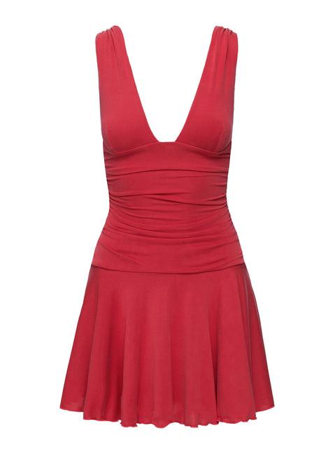 Poseur Plunge Mini Dress Red Petite Product Image