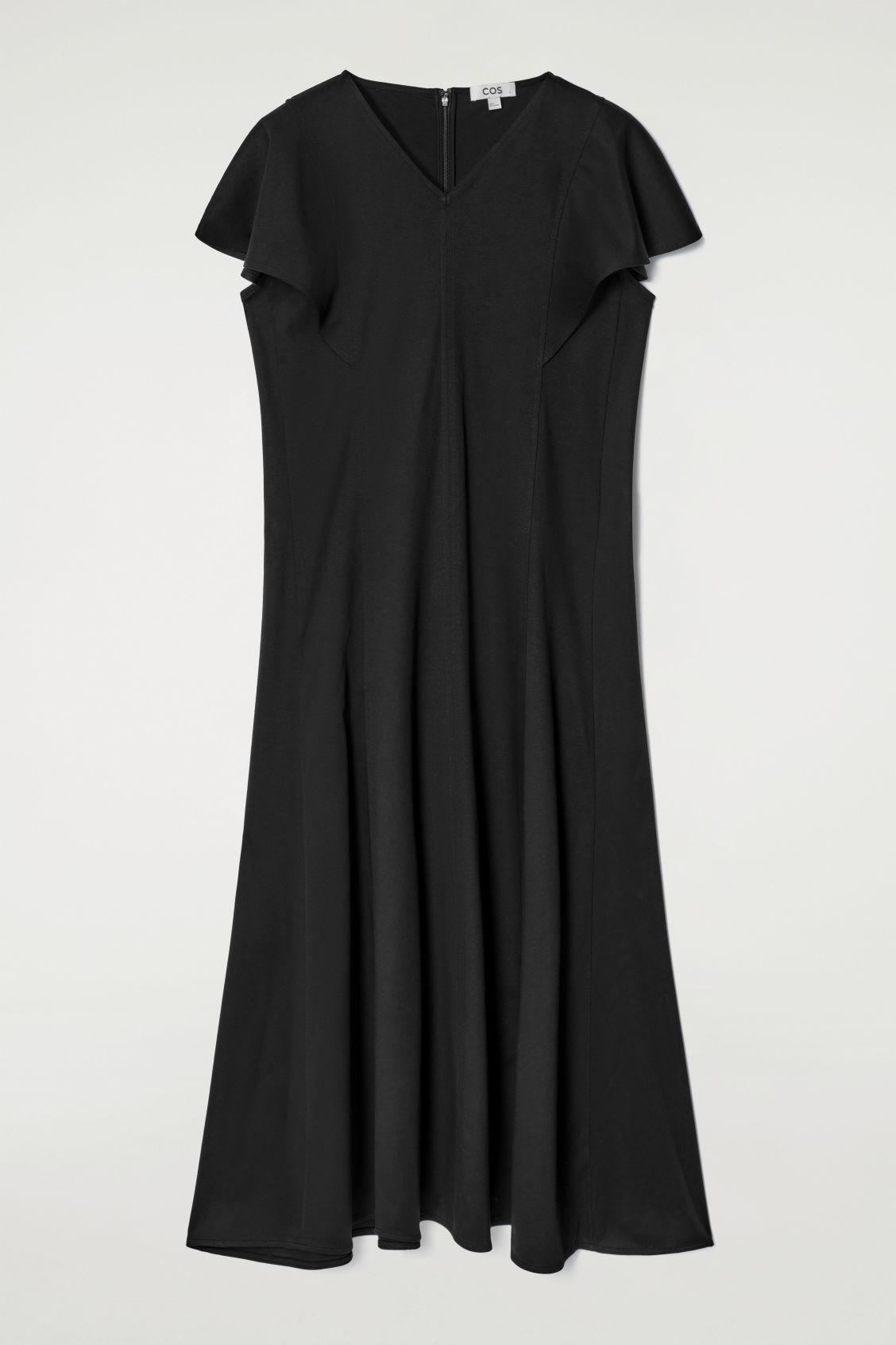 PETAL-SLEEVE COTTON MIDI DRESS Product Image