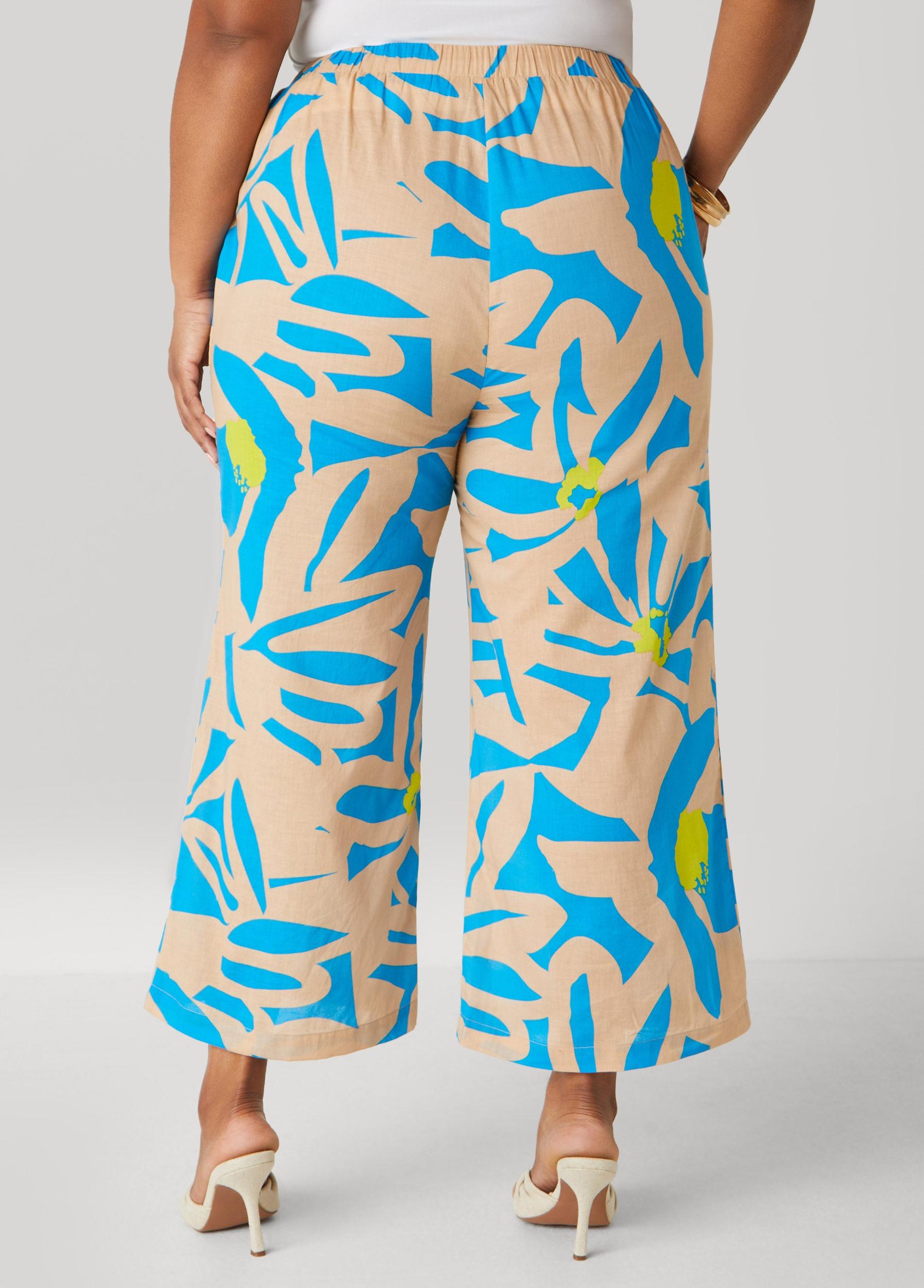 Plus Size Cropped Floral Print Pants Ashley Stewart Product Image