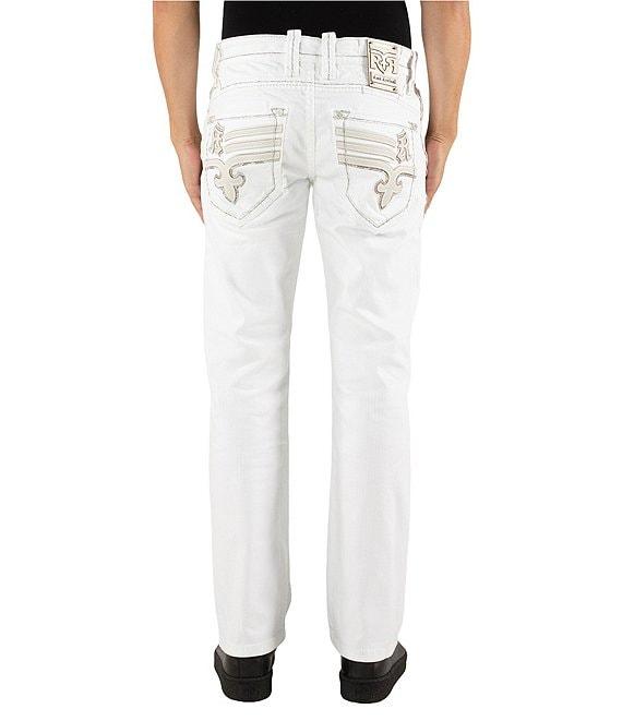 Rock Revival Justin Inverted-Fleur-De-Lis Pocketed Straight-Leg Jeans Product Image