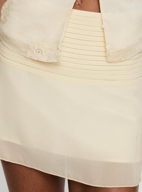 Letting Go Gathered Waist Mini Skirt Cream Product Image