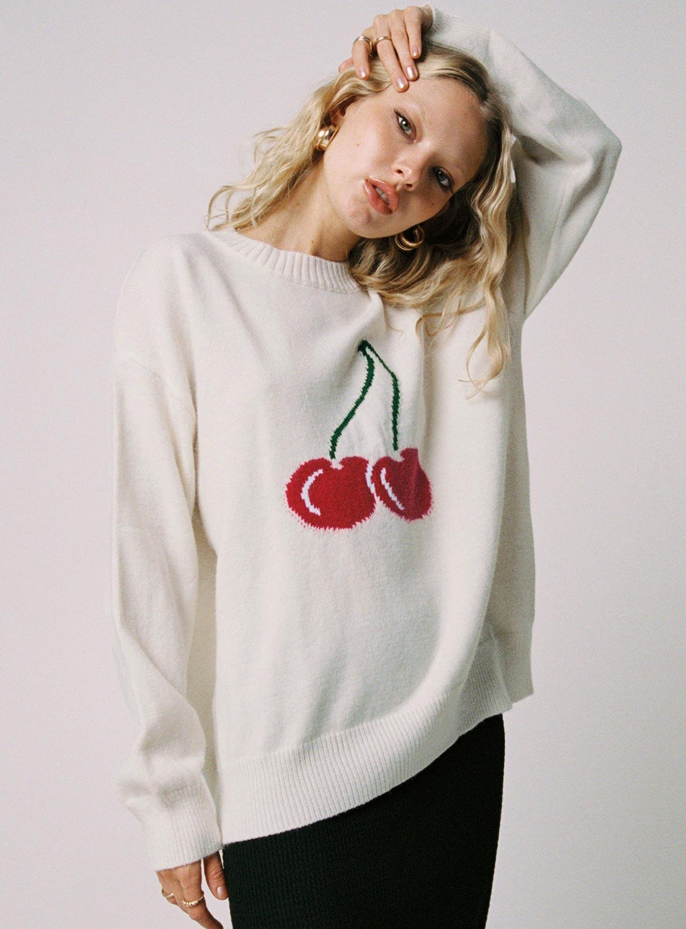 Cherry Dreams Knit Jumper Cream Product Image