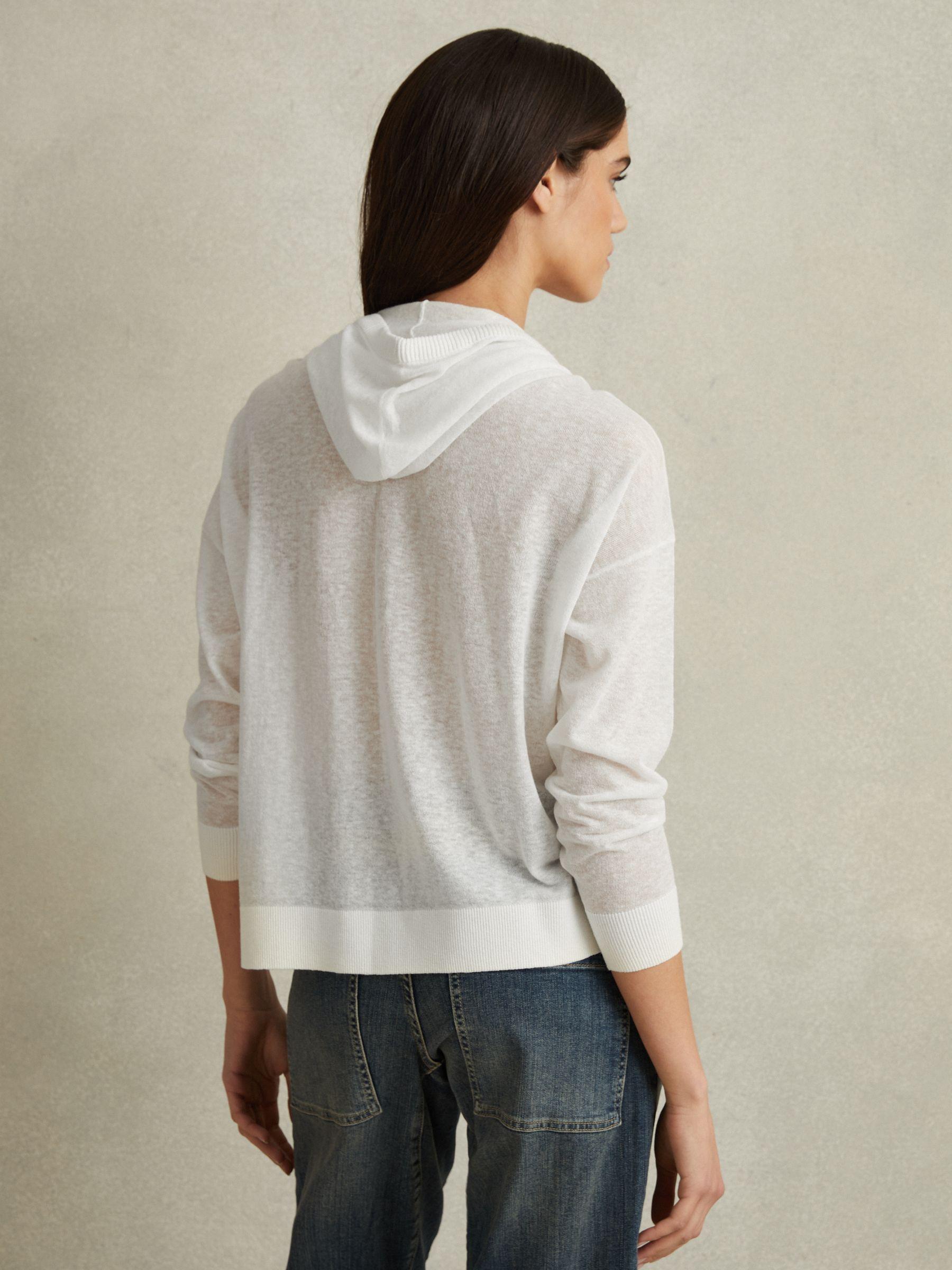 Cotton Blend Sheer Hoodie in Ivory Product Image
