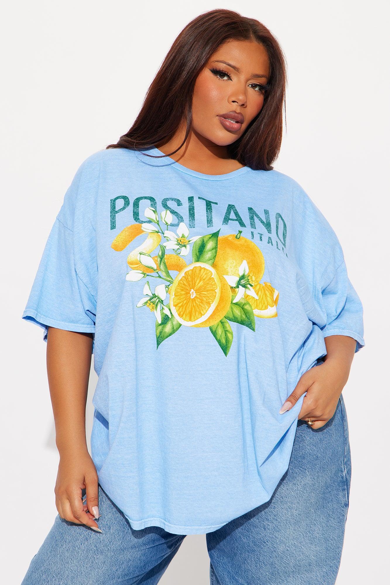 Positano Italia Washed Oversized Tee - Light Blue Product Image