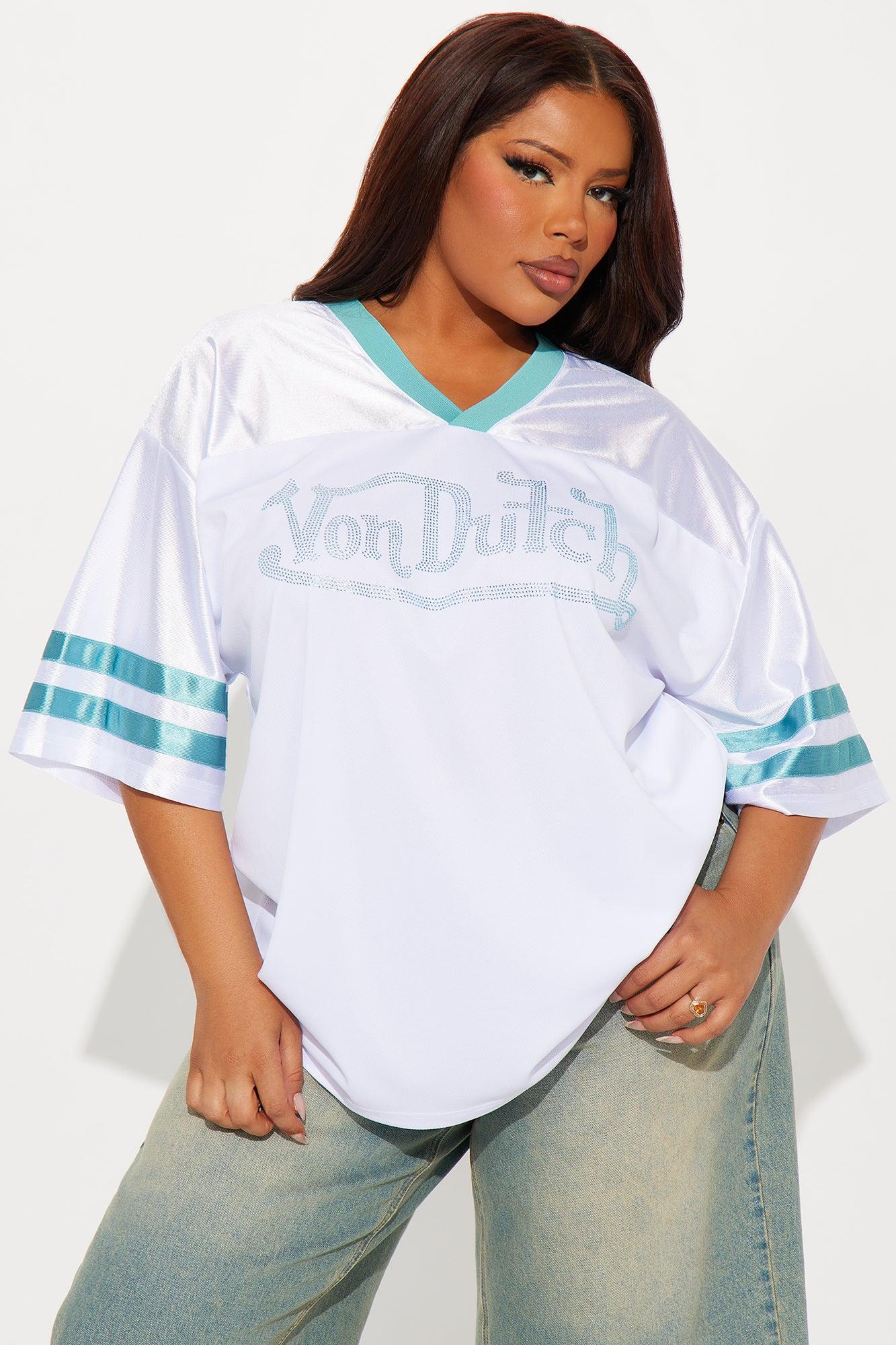 Von Dutch Rhinestone Jersey Tee - White/combo Product Image