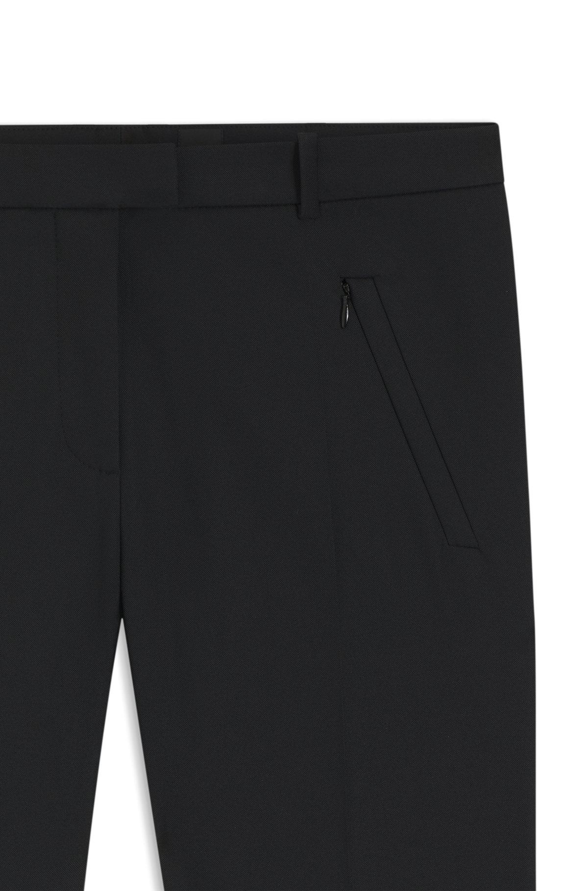 BOSS - Cropped slim-fit trousers with zipped hems - Black Product Image