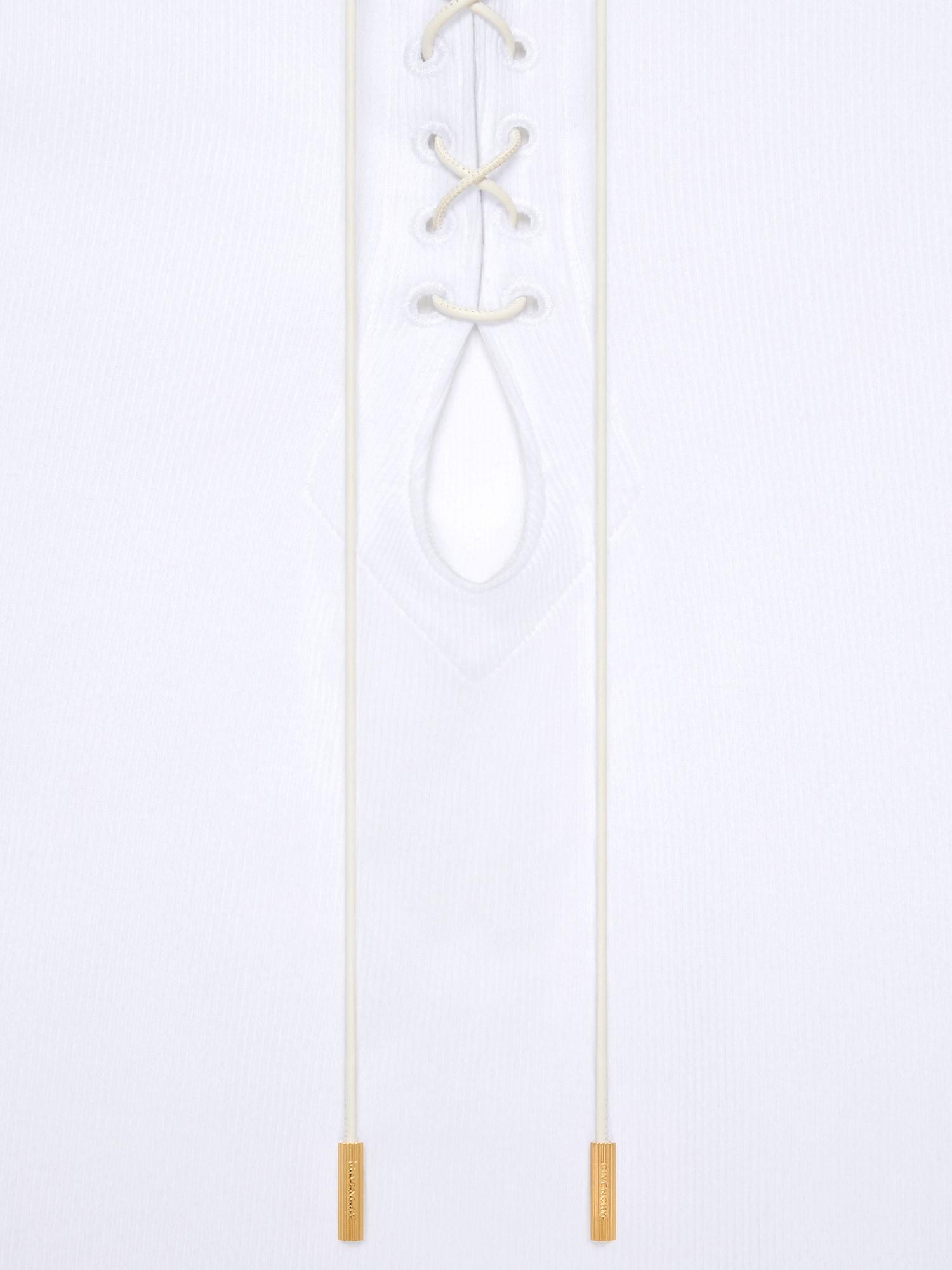 Slim fit tank top in cotton with laces and 4G detail Product Image