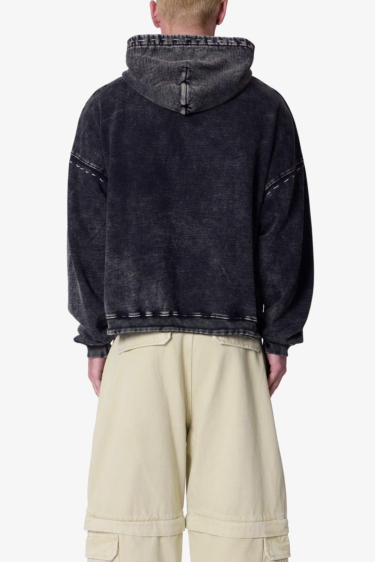 Contrast Stitch Hoodie - Black Product Image