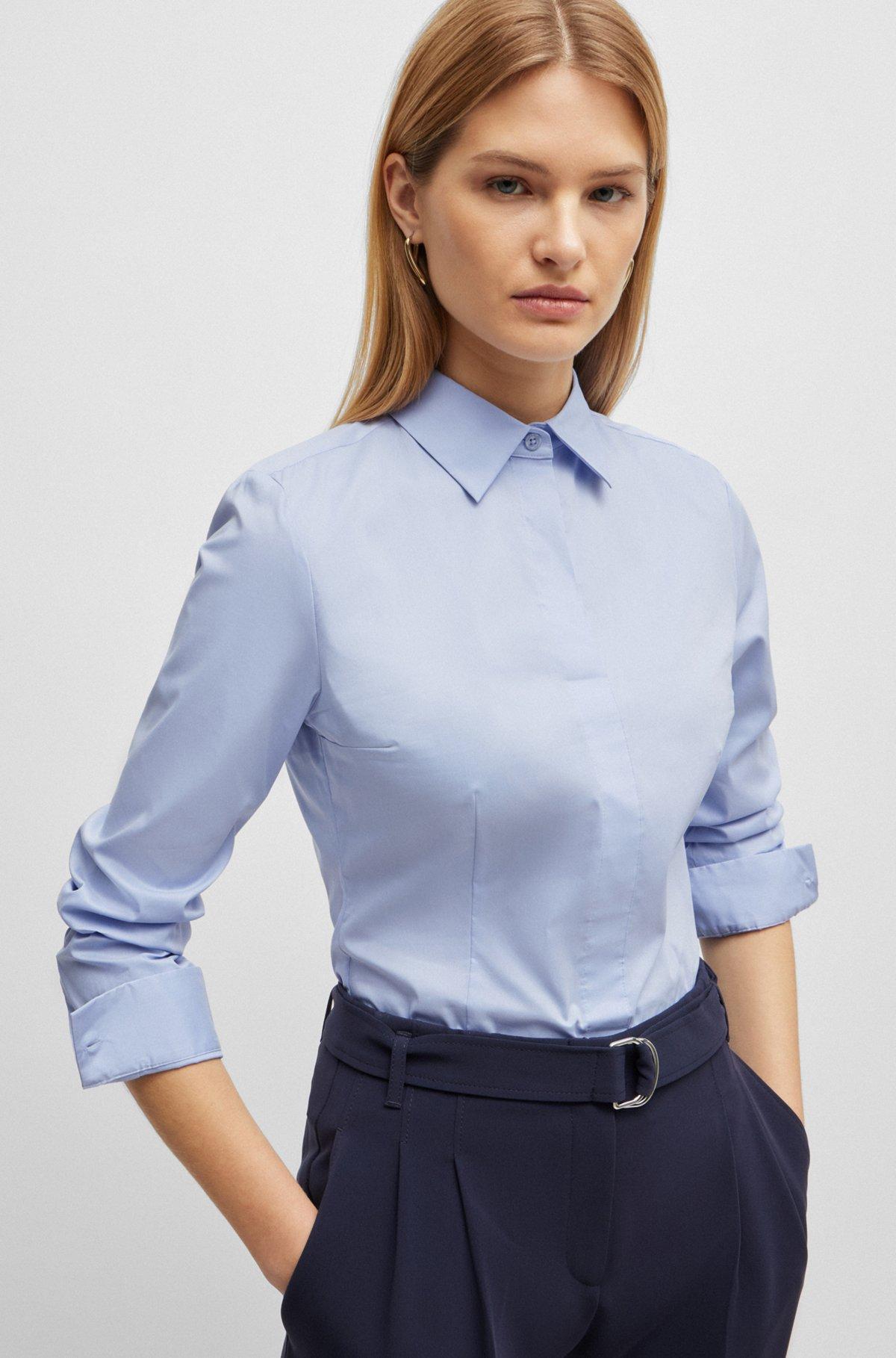 Slim-fit blouse in a stretch cotton Product Image