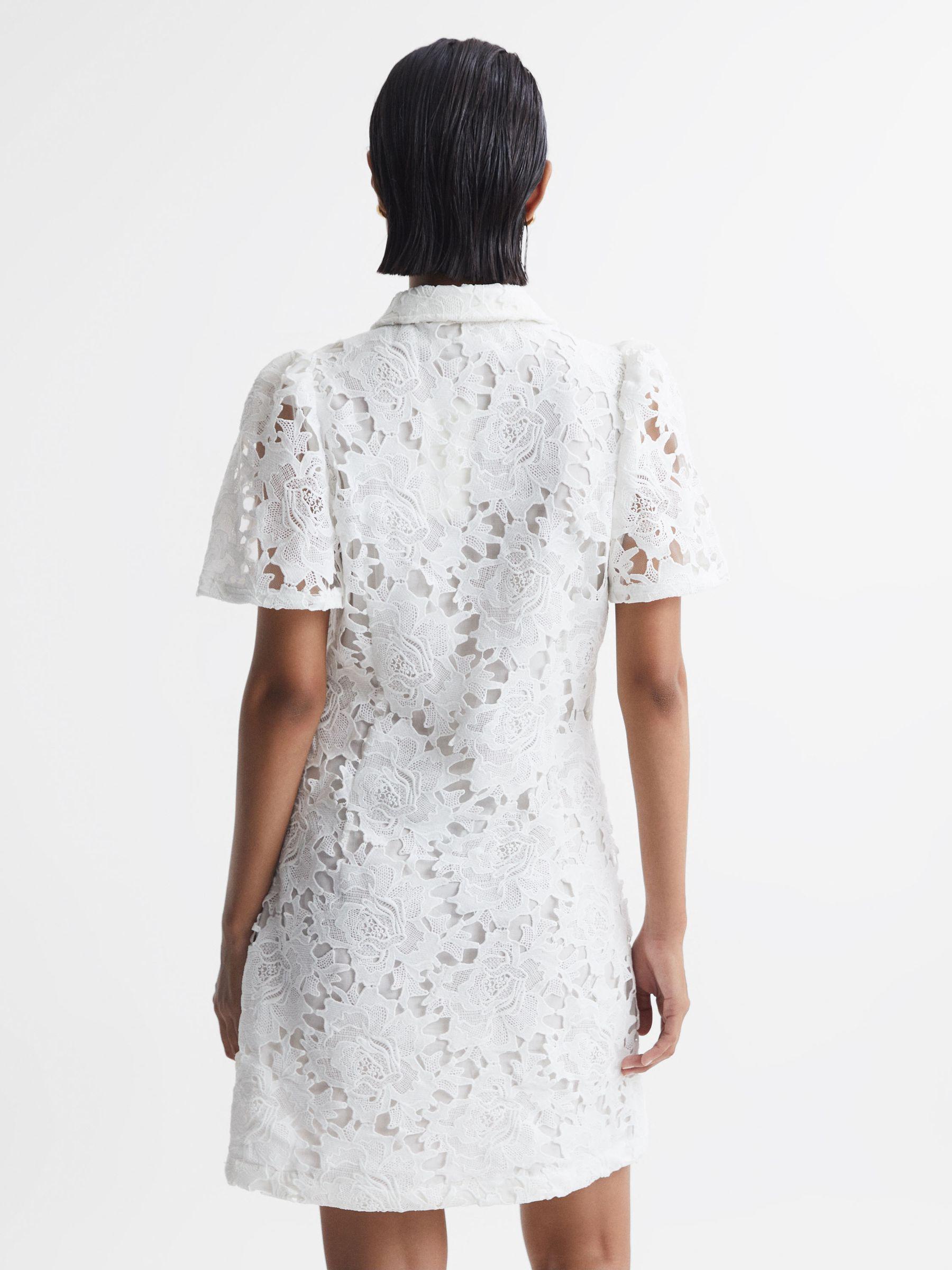 Leo Lin Lace Shirt Mini Dress in Snow White Product Image