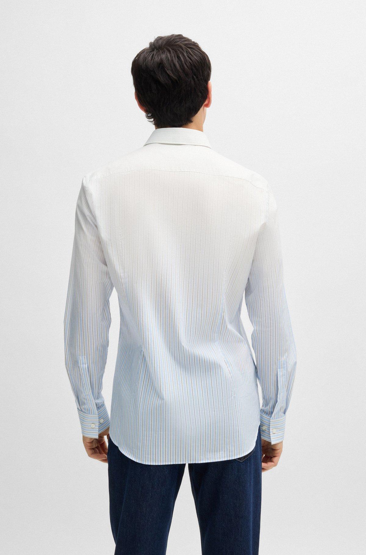 Slim-fit shirt in degradé-stripe cotton poplin Product Image