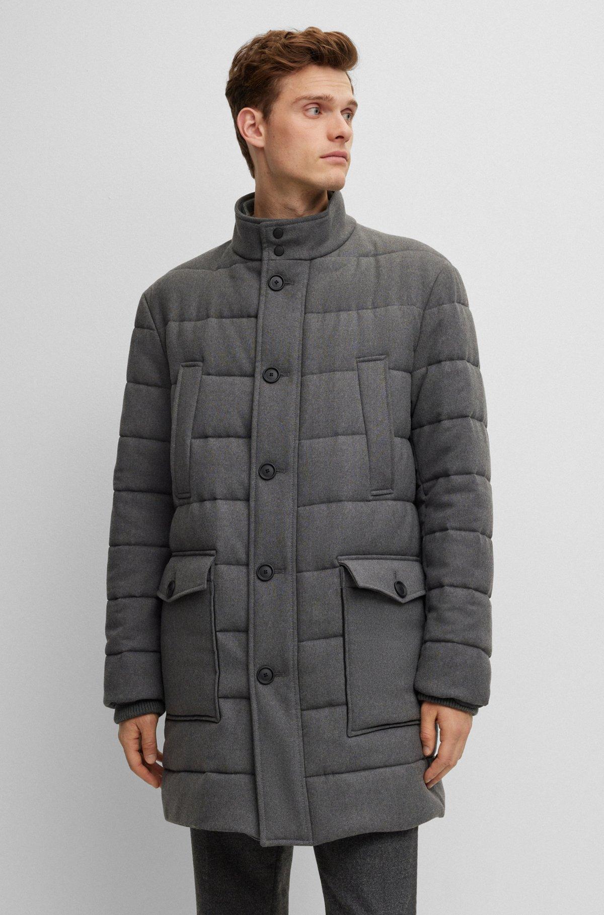 Regular-fit padded coat in a stretch wool blend Product Image