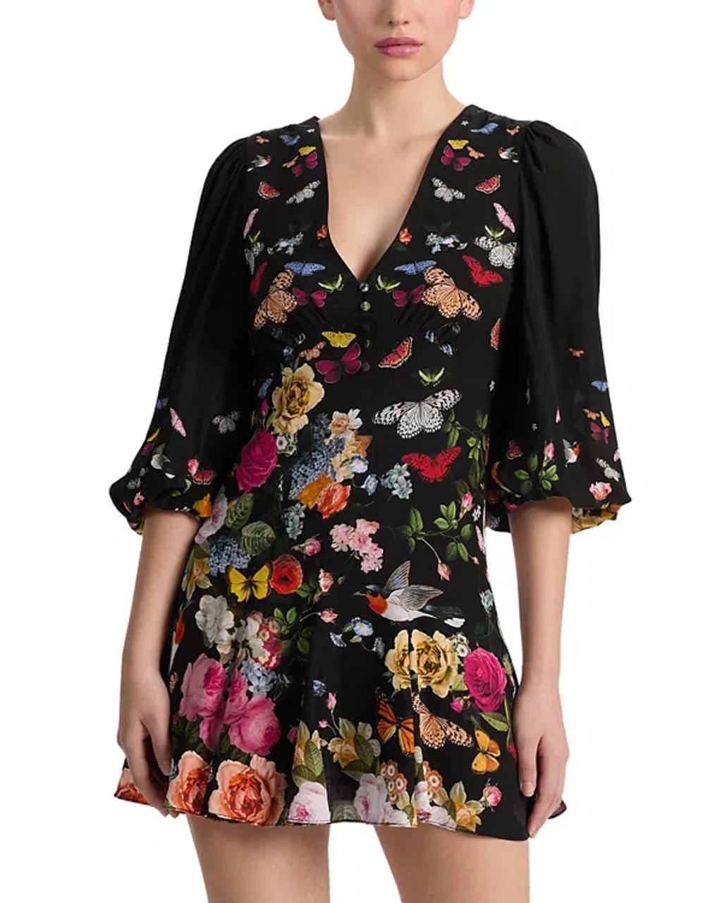 ALICE AND OLIVIA Irene Mini Dress Solar Strength Black In Multi Product Image