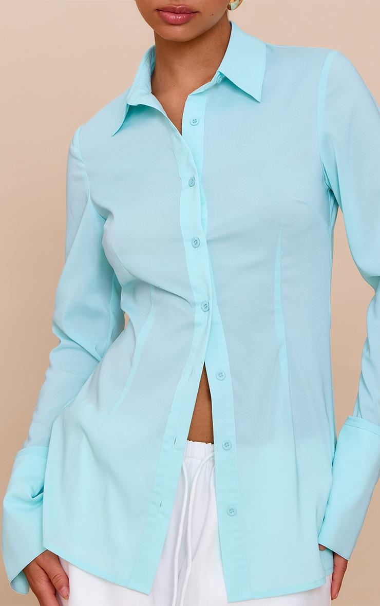 Mint Chiffon Fitted Shirt Product Image