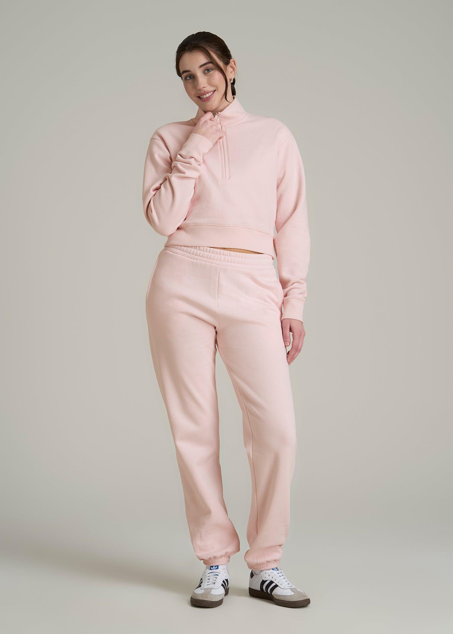 Wearever 2.0 Fleece Half-Zip Cropped Sweatshirt for Tall Women in Barely Pink Female Product Image