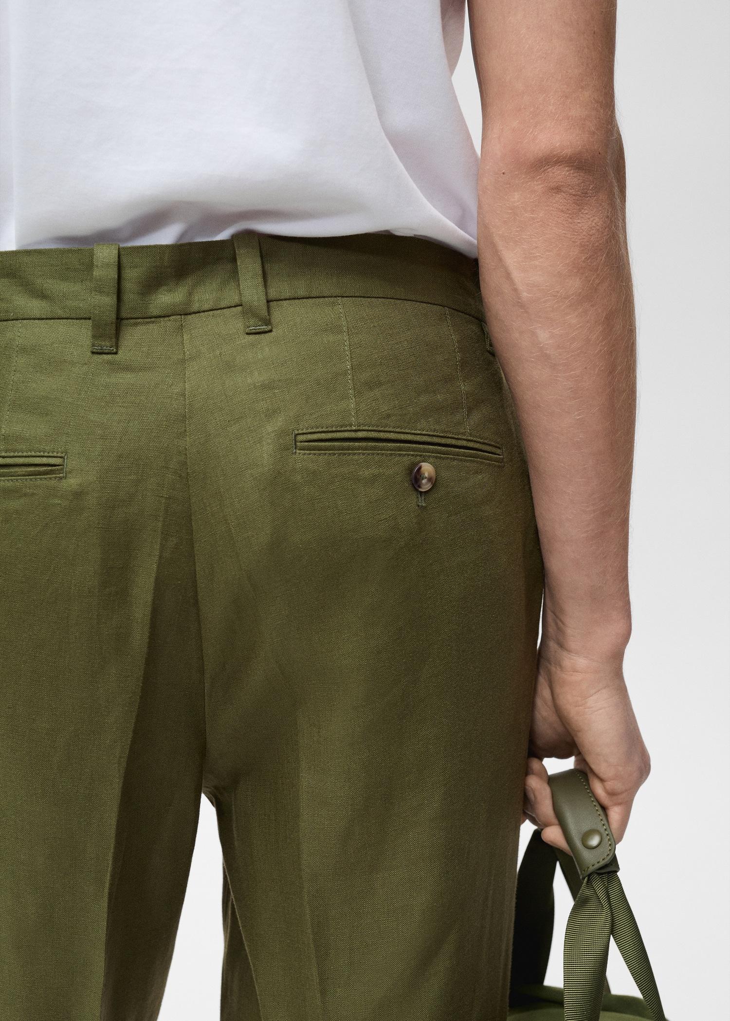 100% linen regular-fit trousers - Men | MANGO USA Product Image