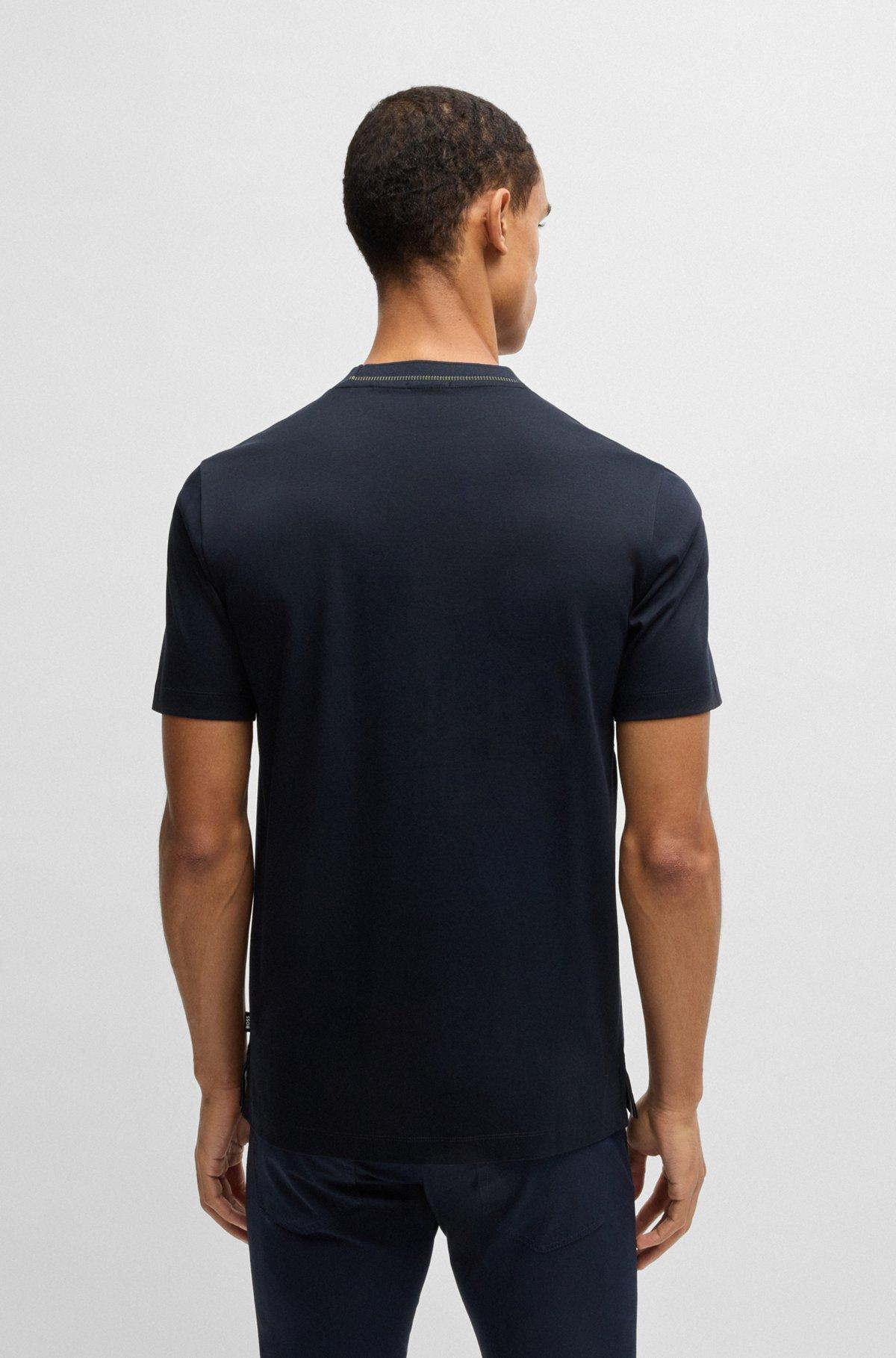 Mercerized-cotton slim-fit T-shirt with collar stripe Product Image