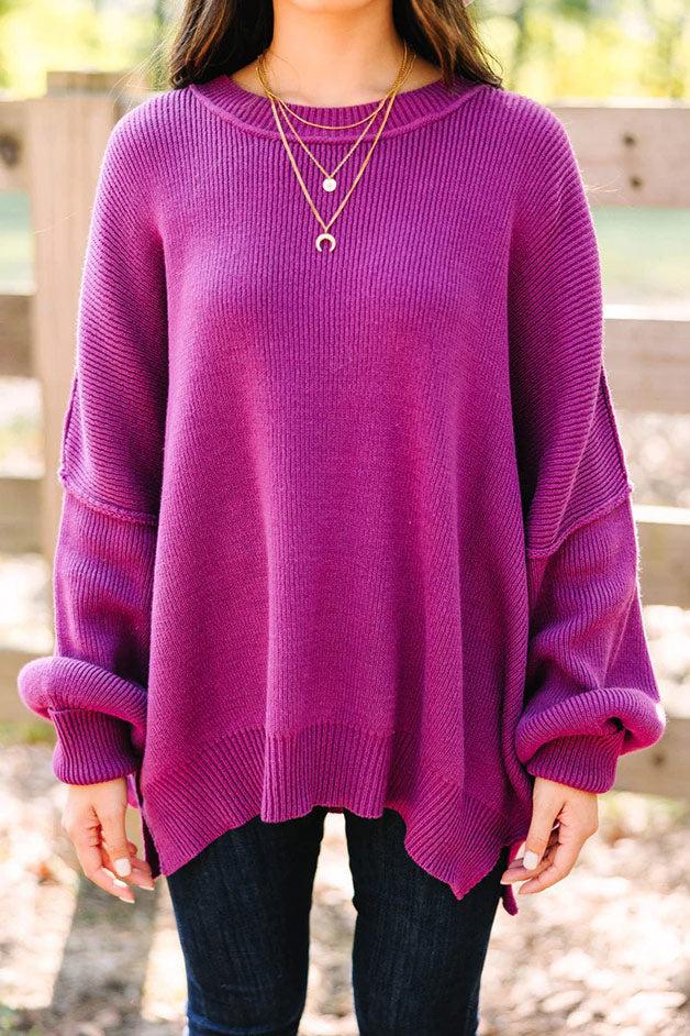 Give You Joy Magenta Purple Dolman Sweater Female Product Image