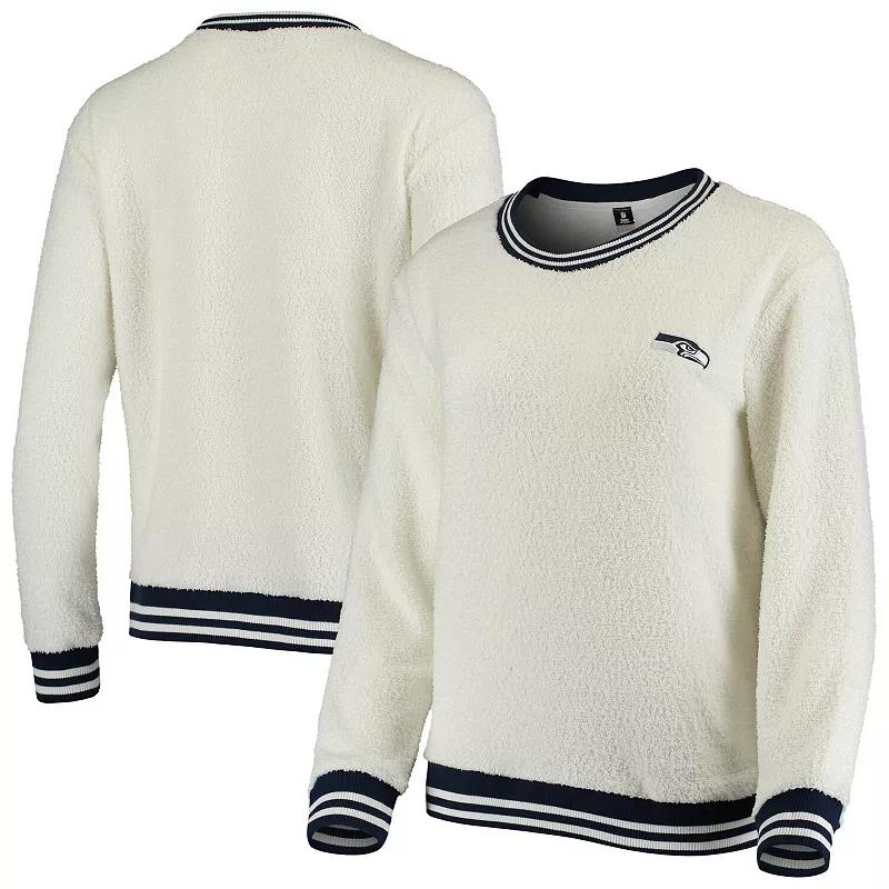 Women's Concepts Sport Cream/Navy Seattle Seahawks Granite Knit Pullover Sweatshirt, Size: 2XL, Beige Product Image