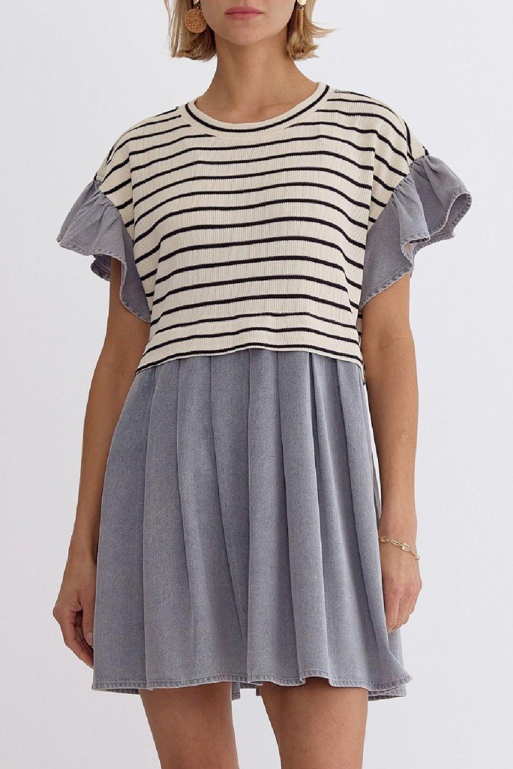 Mixed Denim Dress Product Image