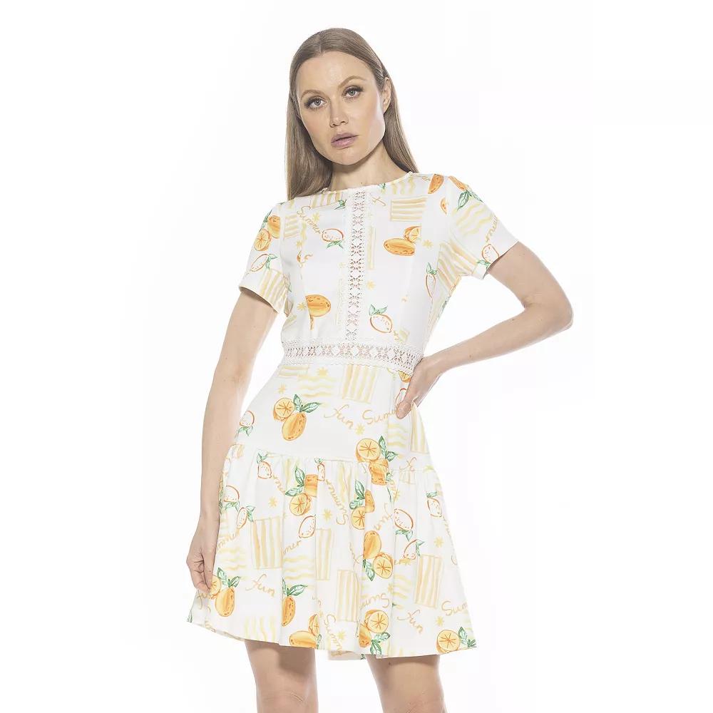 Women's ALEXIA ADMOR Alexa Lace Trim Floral Print Mini Dress,  Product Image