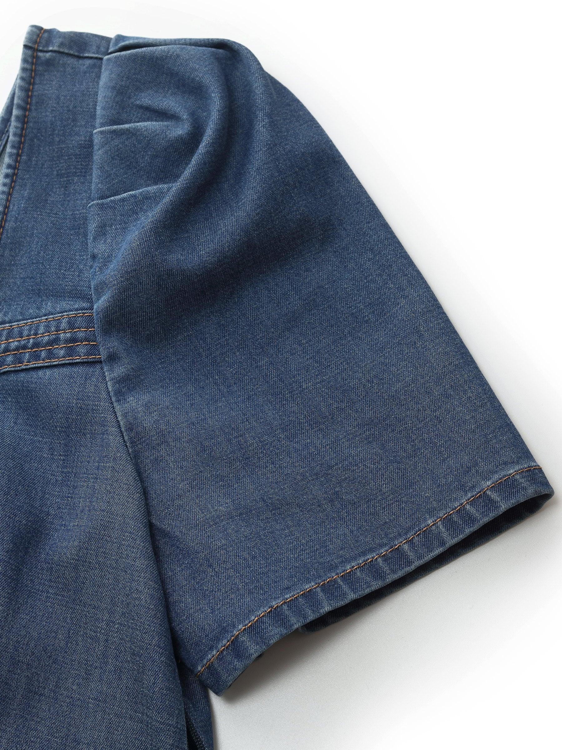 Denim Stretch Women Square Neck Midi Dress Product Image